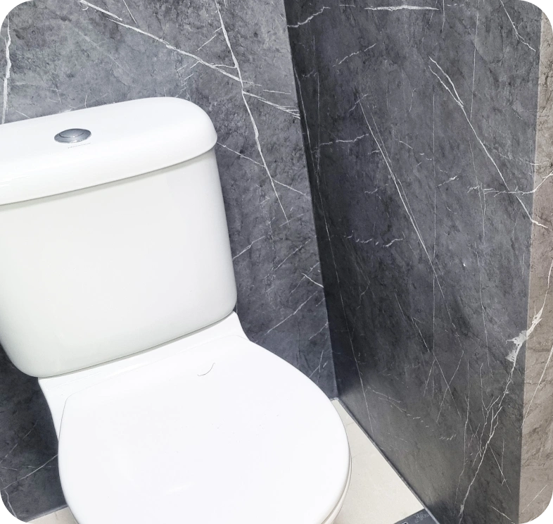 Wall of bathroom after installation